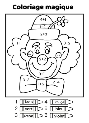 coloriage magique calcul clown