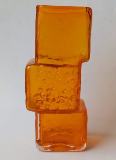 13" high Whitefriars 'Drunken Bricklayer' vase in meadow green