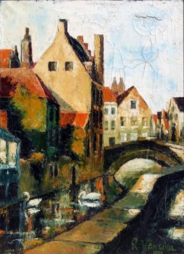 Tableau de René Hansoul "Les cygnes"