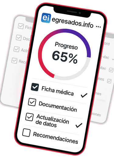 Teléfonos mostrando la guía paso a paso para organizar un viaje de egresados