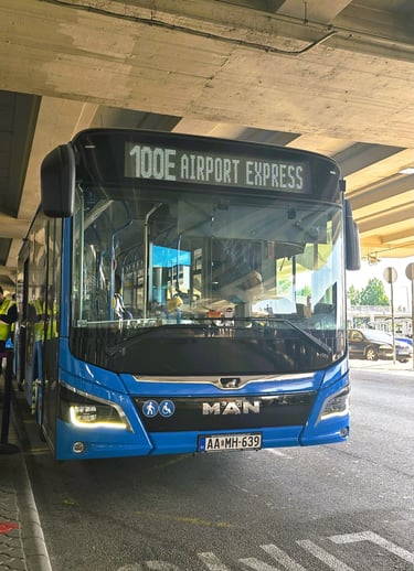 Autobus 100E na lotnisku w Budapeszcie