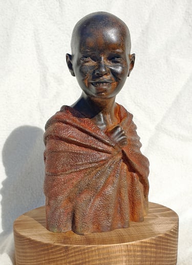 Expressive child portrait bust created using professional 3D sculptural services