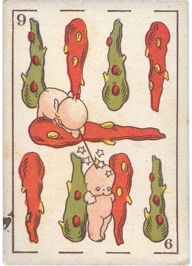 1920 Baraja Fantasia Sports Basket-Ball La Sud Americana Rare Spanish basketball card 9 of Clubs Un 