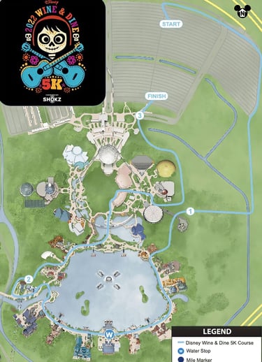 2022 runDisney Wine and Dine 5K Course Map