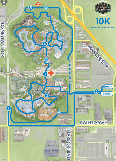 2024 runDisney Disneyland 10K Course Map