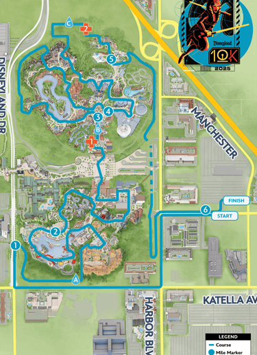 2025 runDisney Disneyland 10K Course Map