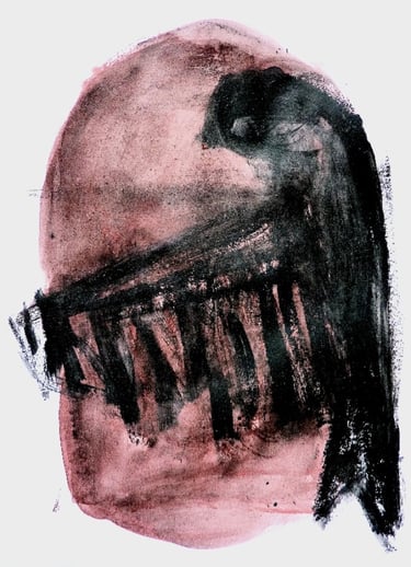 Self-portrait with raven, natural pigments.