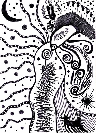 "A BLACK CAT LOOKING AT PICASSO" Artwork by Elkolor aka Raphael Pathe