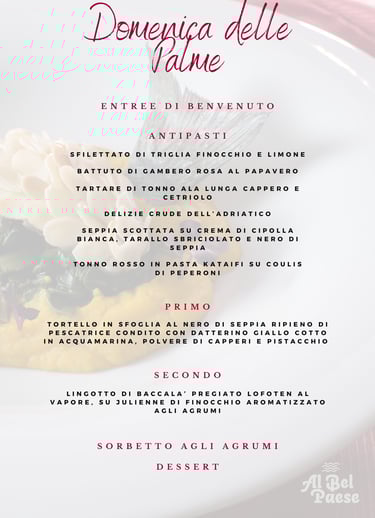 menù della domenica delle palme