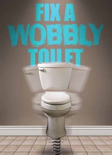 a toilet with a sign that says fix a word on it
