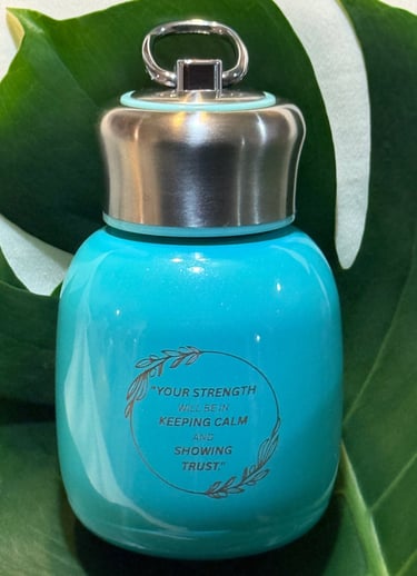 Turquoise Stainless Steel Mini Insulated Mug with a motivational quote