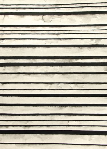  INOS 2 by Tim Grosvenor, ink drawing, middle triptych panel with horizontal lines and dynamic rhyth