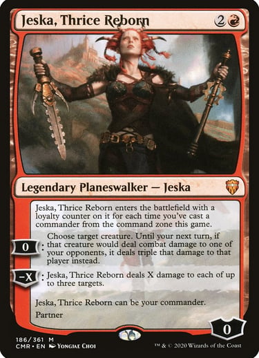 Jeska, Thrice Reborn legendary planeswalker card from Magic: The Gathering Commander Legends set.