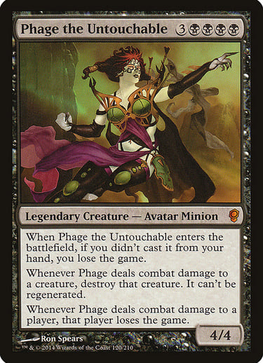 Phage the Untouchable Magic the Gathering card featuring fantasy character art by Ron Spears.