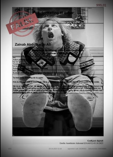  Zainab Abdulkarim Ali, Art ، زينب عبد الكريم، الفن التشكيلي، العراق، النرويج، اوسلو،  وثائق دعاوي كيدية