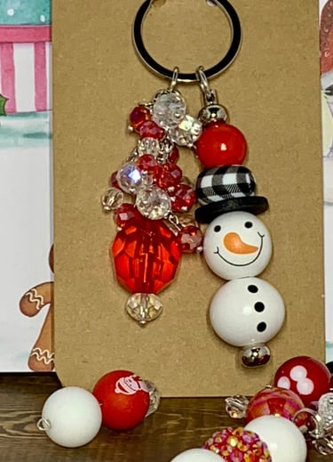 Beaded Snowman Key chain