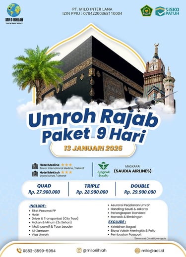 Umroh Rajab 9 Hari Januari 2026