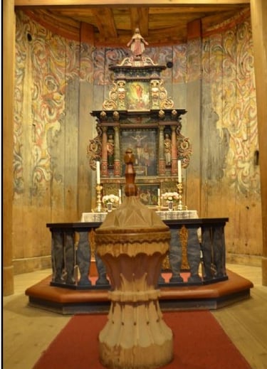 rosemaling on a church altar