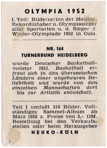 1952 Heuko Die Olympischen Spiele Olympia 1952 #164 Basketball Card (back)