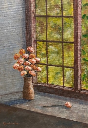Vase Enjoying the Sun in the Window,  2024,. Acrylic on canvas, 7 x 5 inches  $125  SOLD