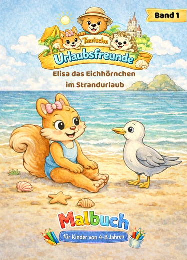 Elisa das Eichhörnchen im Strandurlaub Malbuch