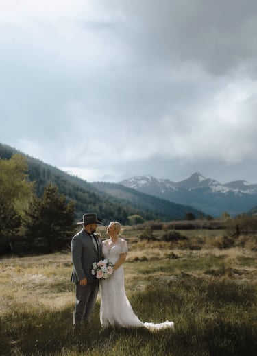 newly weds in colorado mountains