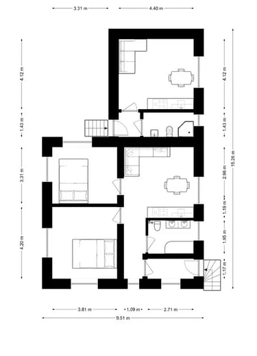 Dviejų nuomos vienetų suformavimo vizija - NT OAZE