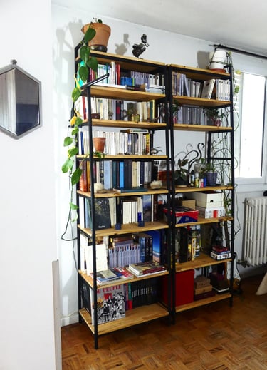 bibliothèque métal bois