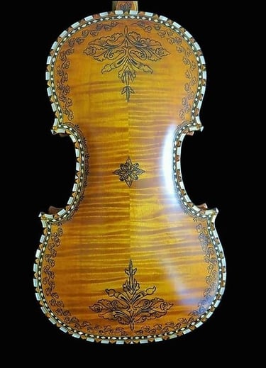 rose detail on the back of a hardanger violin