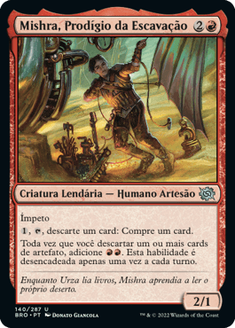 Mishra, Excavation Prodigy Magic: The Gathering card featuring a young artisan in a desert excavation.