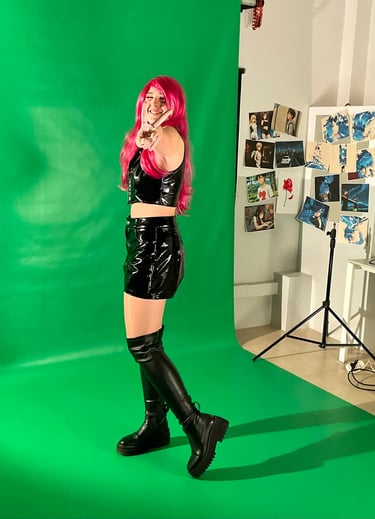Rebecca Carbone Backstage of shooting for Angel of Death music video