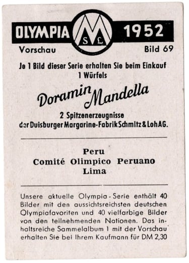 Vintage Peruvian Basketball Card 1950s