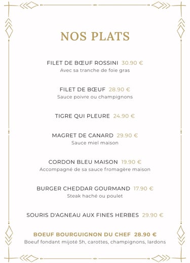 Carte et menu du restaurant La Parisienne à Nîmes : plats
