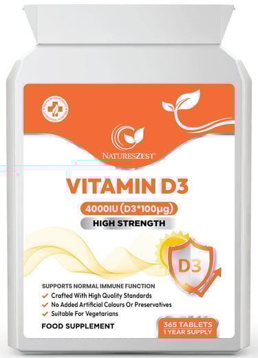 Vitamin D3 4000 IU for Bones, Muscles & Immune Support – High Strength, 1-Year Supply for Teeth & Ca