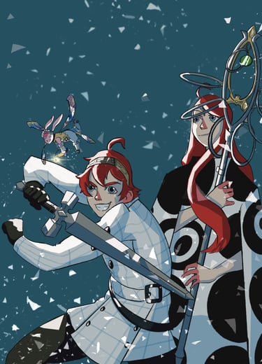 Ilustración del Albanime recreando un cosplay para los personajes del evento con Metaphor