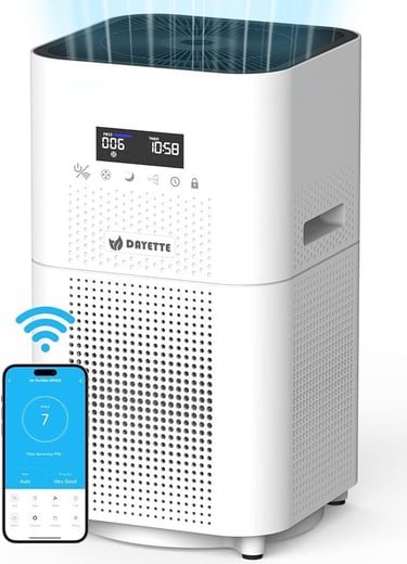 a white air conditioner with a smart device