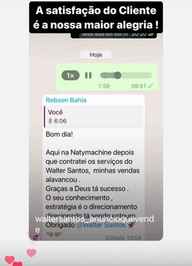 A satisfação do Cliente a aqv agência de marketig !" Aparece um trecho de uma conversa no WhatsApp.