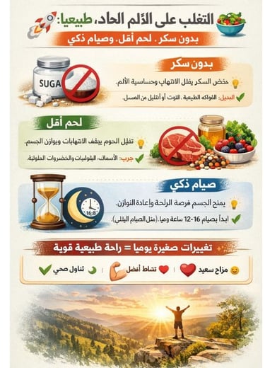   اكتشف كيف يمكن لتقليل السكر، خفض استهلاك اللحوم، واتباع الصيام الذكي أن يساعد في تقليل الالتهاب وت