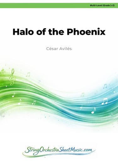 Halo of the Phoenix multi-level string orchestra sheet music PDF by César Avilés