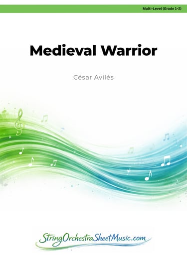 Medieval Warrior multi-level string orchestra sheet music PDF by César Avilés