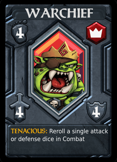 a card game card with a picture of a warchief