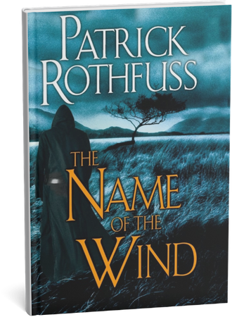 Book cover of The Name of the Wind by Patrick Rothfuss featuring a cloaked figure in a landscape.