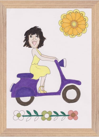portrait femme version comique couleur imprimé sur poster encadré bois FSC
