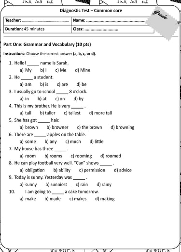Diagnostic test common core - Moroccan English teachers