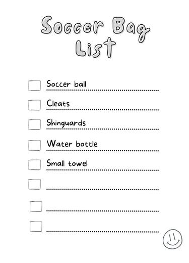 soccer bag list