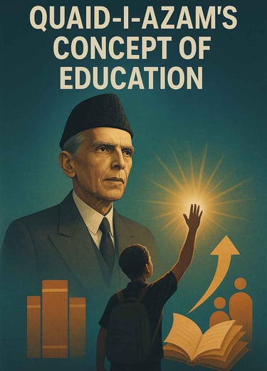 Quaid-e-Azam’s concept of education with student reaching for knowledge