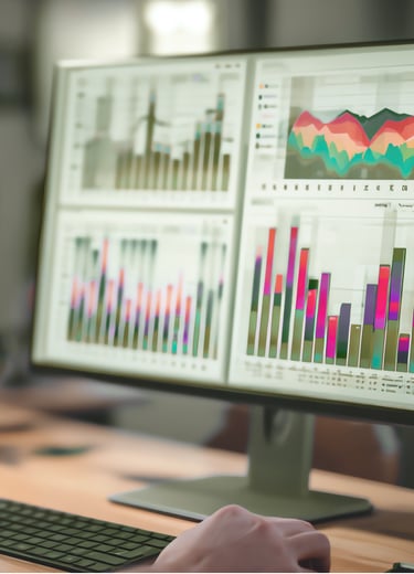 a person pointing at a chart on a computer screen