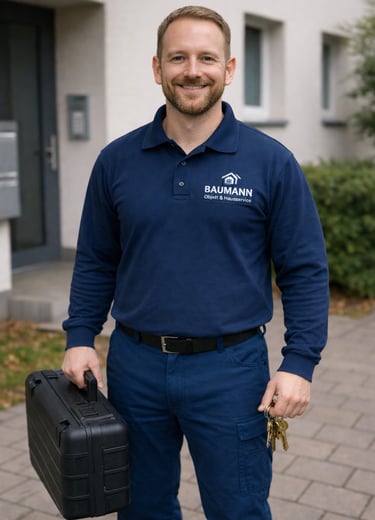 a man in a blue shirt and a briefcase