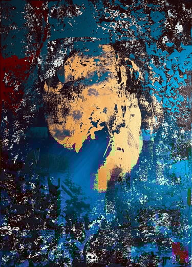 Acrylic painting Acrylbild Acrylgemälde Bild abstrakt blau gold rot