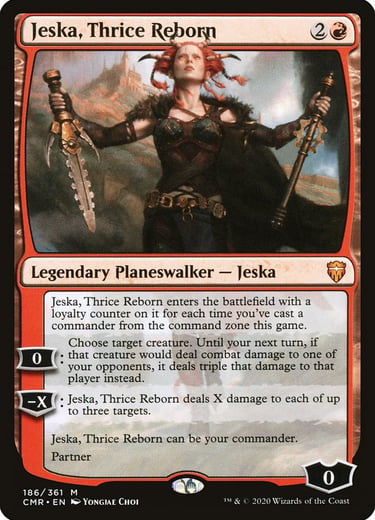 Jeska, Thrice Reborn legendary planeswalker card from Magic: The Gathering Commander Legends set.